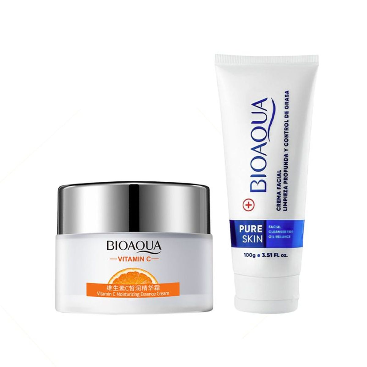 BIOAQUA - Crema Facial Hidratante Vitamina C+Crema Limpiador Pure Skin