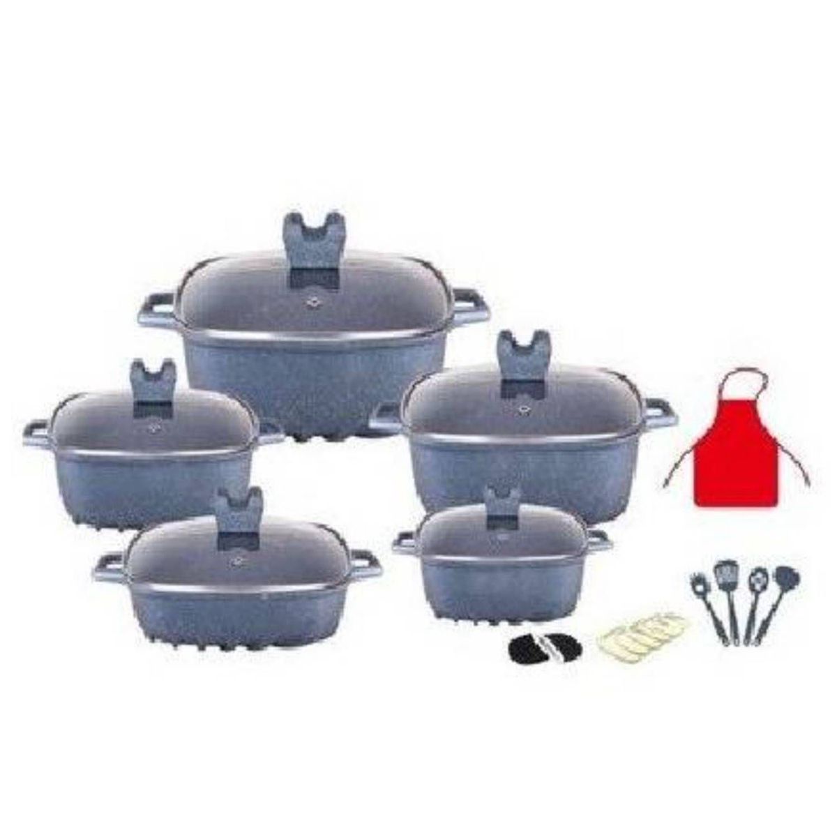 VALESKA - Juego de Ollas Ultra Granito Valeska 10pcs Roca