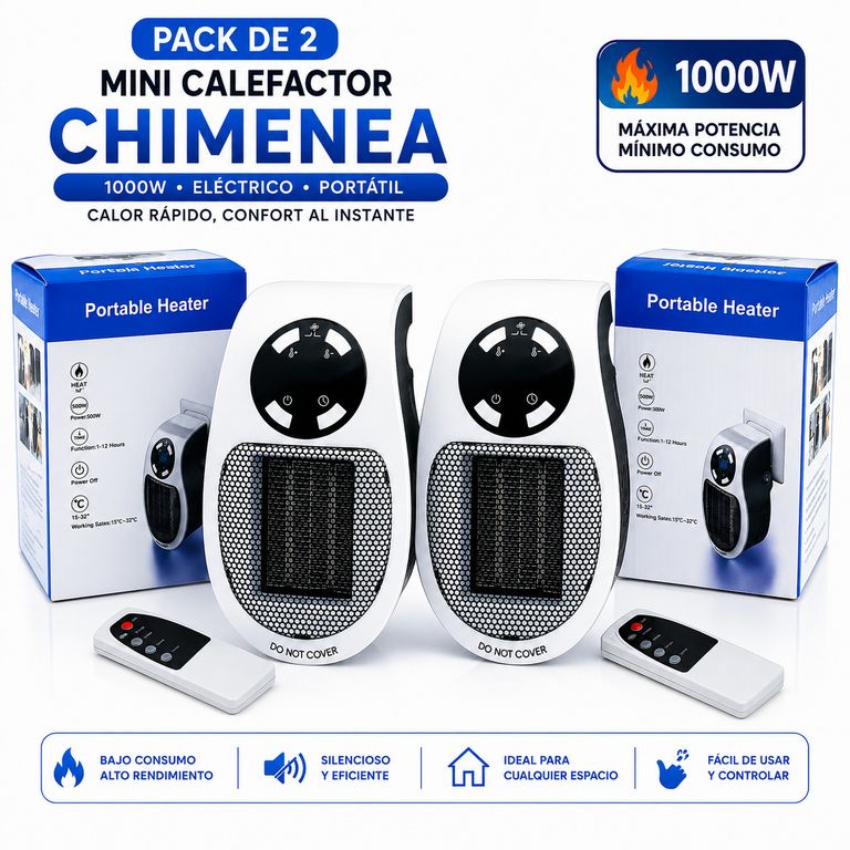 2 Mini Calefactor Chimenea 1000W Eléctrico Portátil | Sodimac Perú