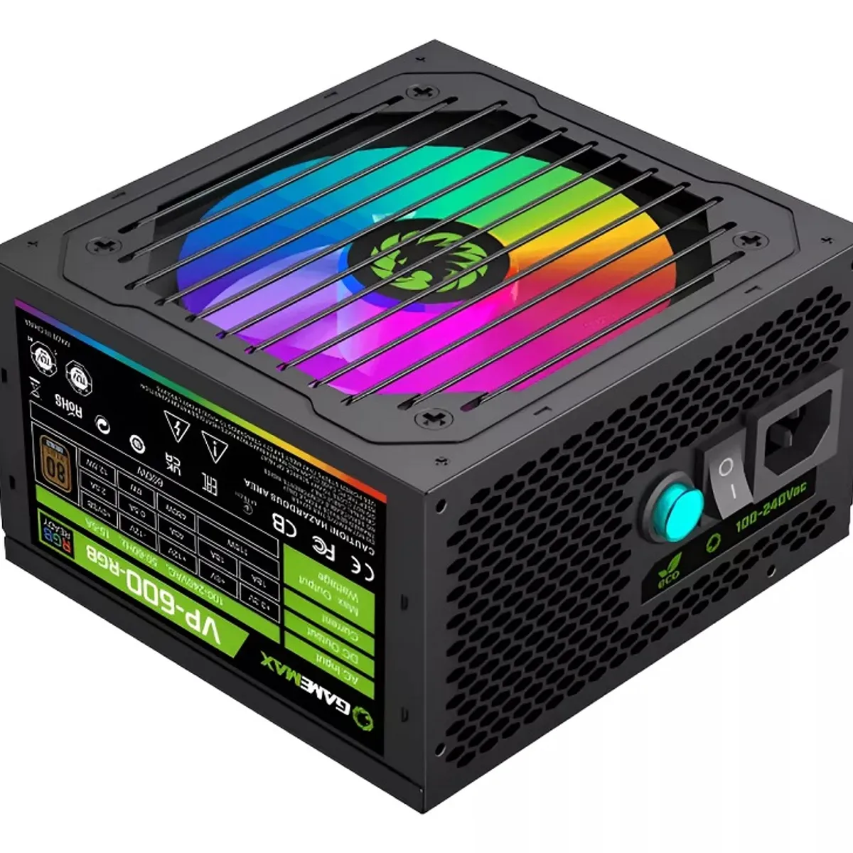GAMEMAX - FUENTE DE PODER VP 600W RGB GAMEMAX APFC 80PLUS