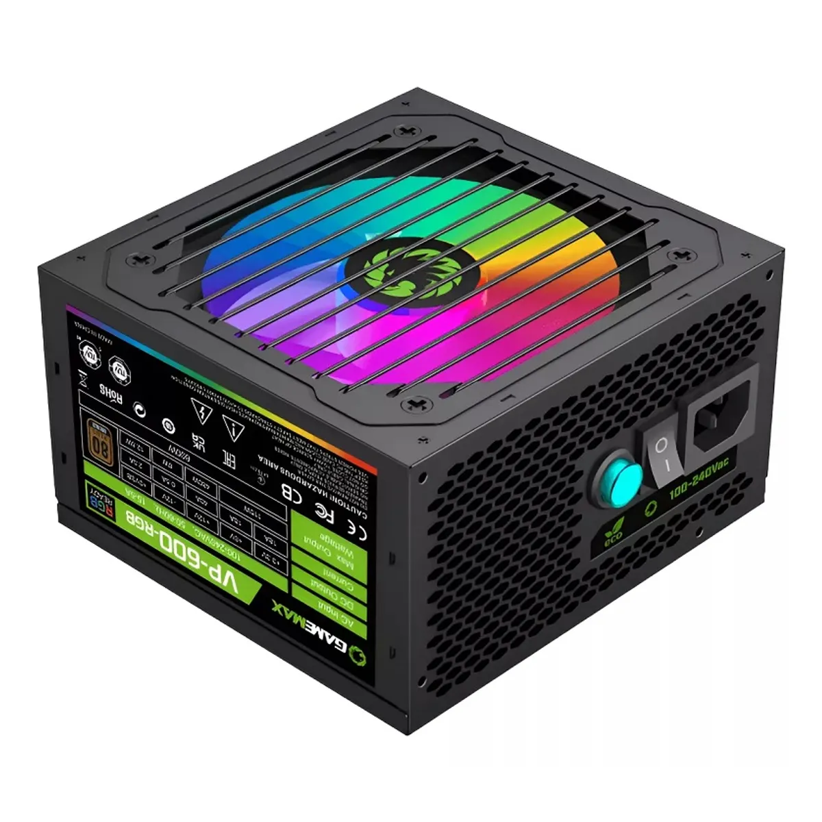 GAMEMAX - FUENTE DE PODER VP 600W RGB GAMEMAX APFC 80PLUS