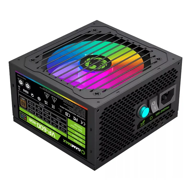 GAMEMAX - FUENTE DE PODER VP 600W RGB GAMEMAX APFC 80PLUS