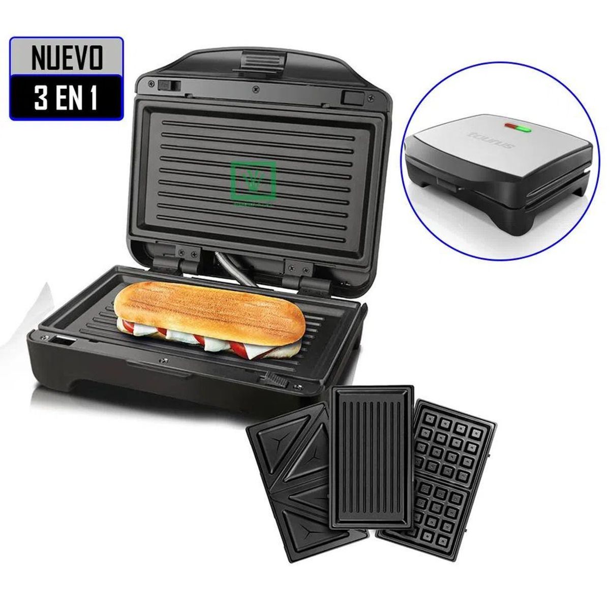 TAURUS - Sandwichera Waflera 3 En 1 Placa Intercambiable Taurus