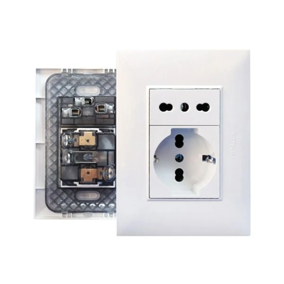 OPALUX - Tomacorriente Doble Schuko + Toma Universal KF4237 OPALUX