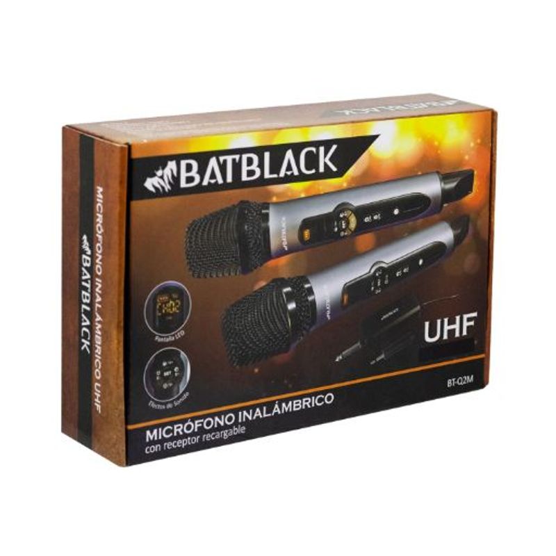 BATBLACK - Micrófono Inalámbrico UHF Dual BT-Q2M BATBLACK