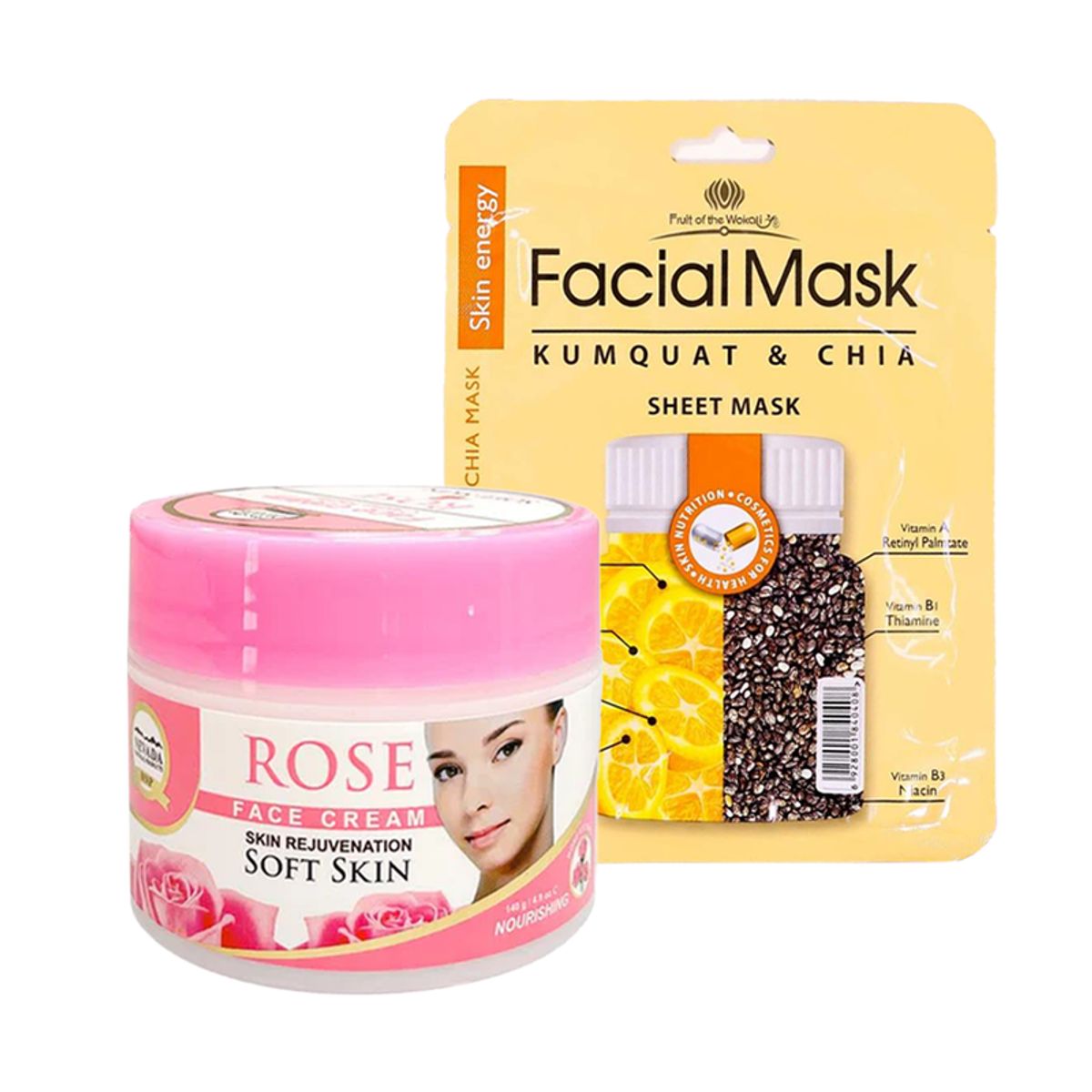 NEVADA NATURAL PRODUCTS - Crema facial extracto de Rosa + Máscara Facial Kumquat y Chia