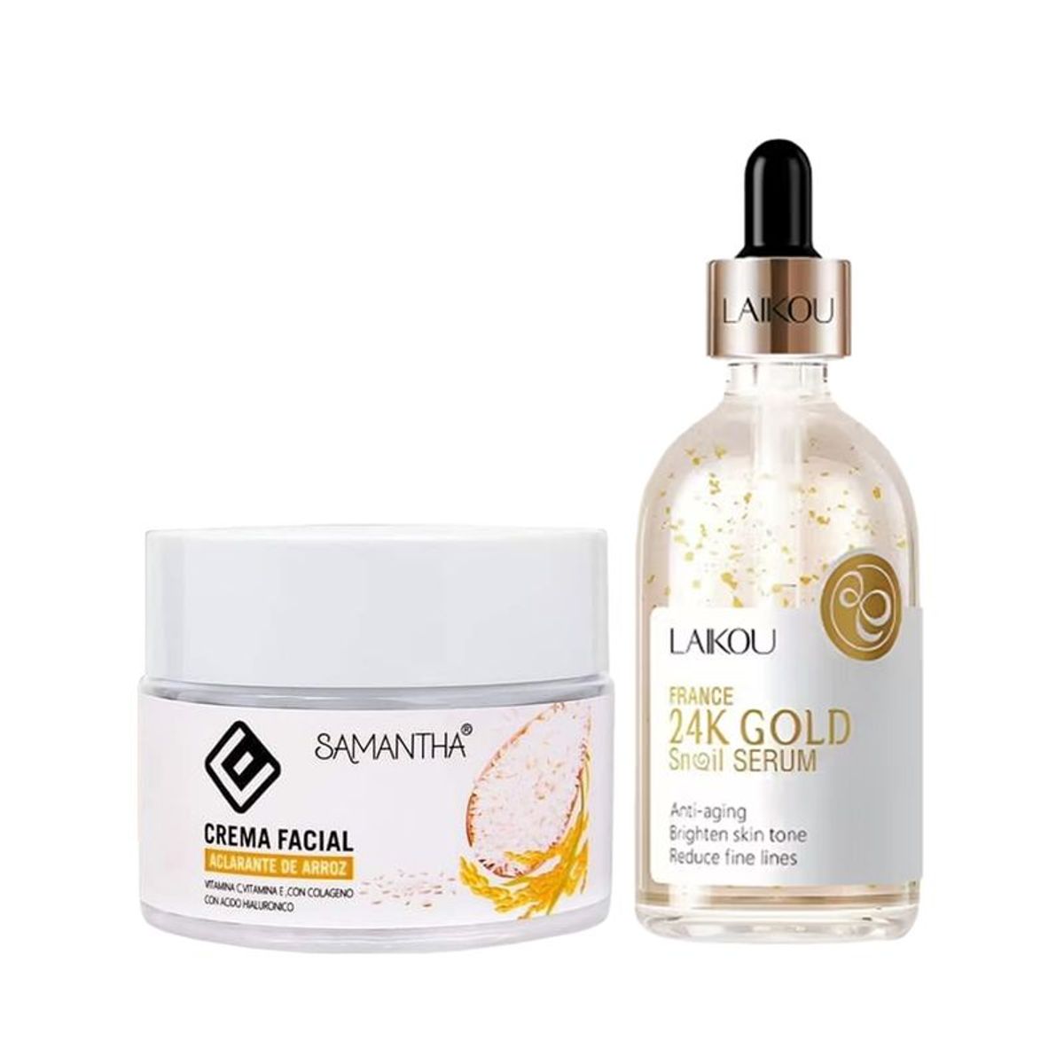 GENERICO - Crema Facial Extracto de Arroz +Serum Facial France 24k Gold