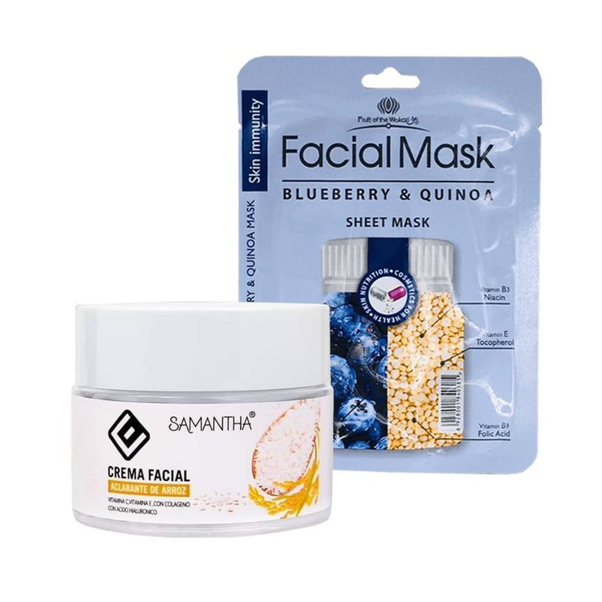 GENERICO - Crema Facial Extracto de Arroz + Máscara de Arandano y Quinoa