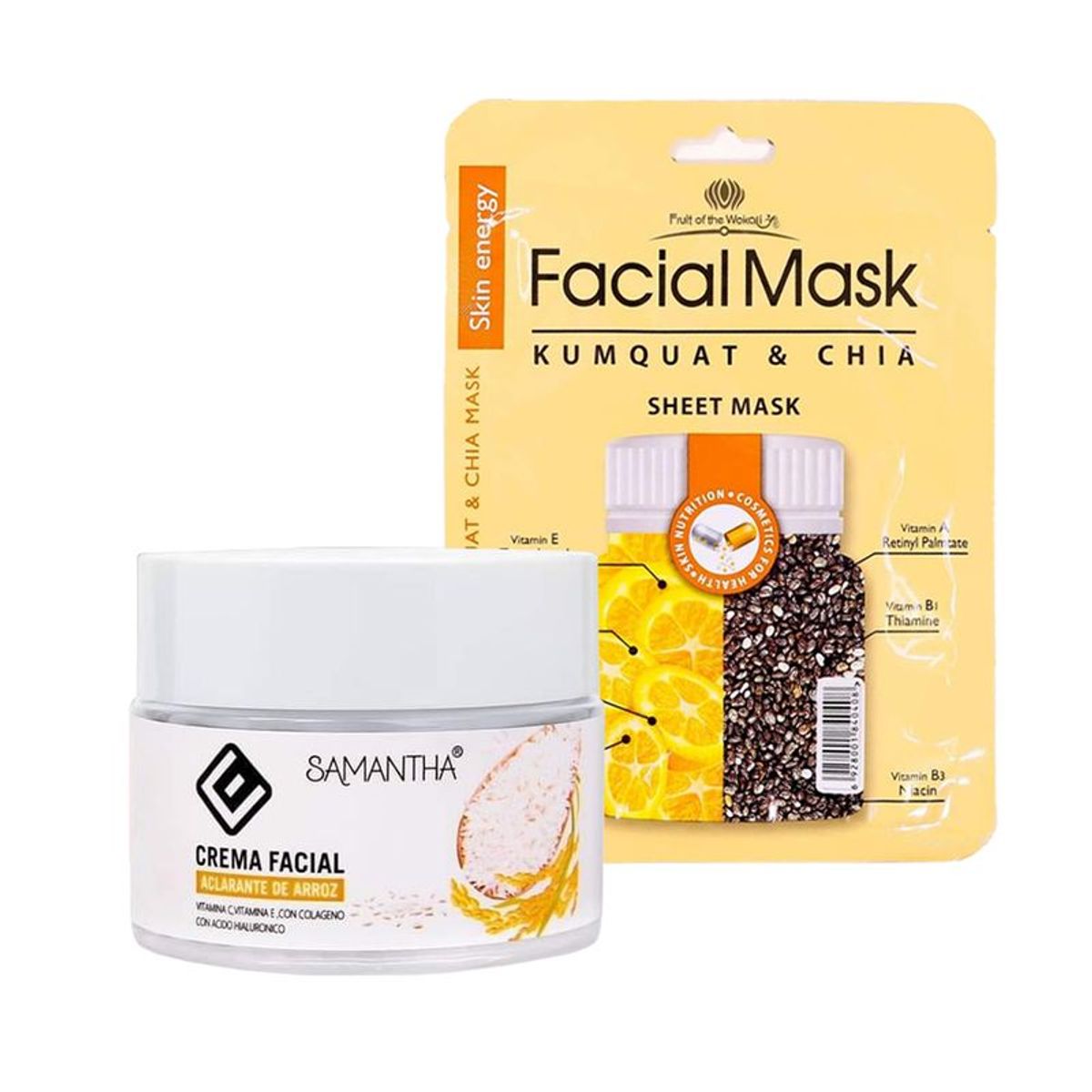 GENERICO - Crema Facial Extracto de Arroz + Máscara de Kumquat y Chia
