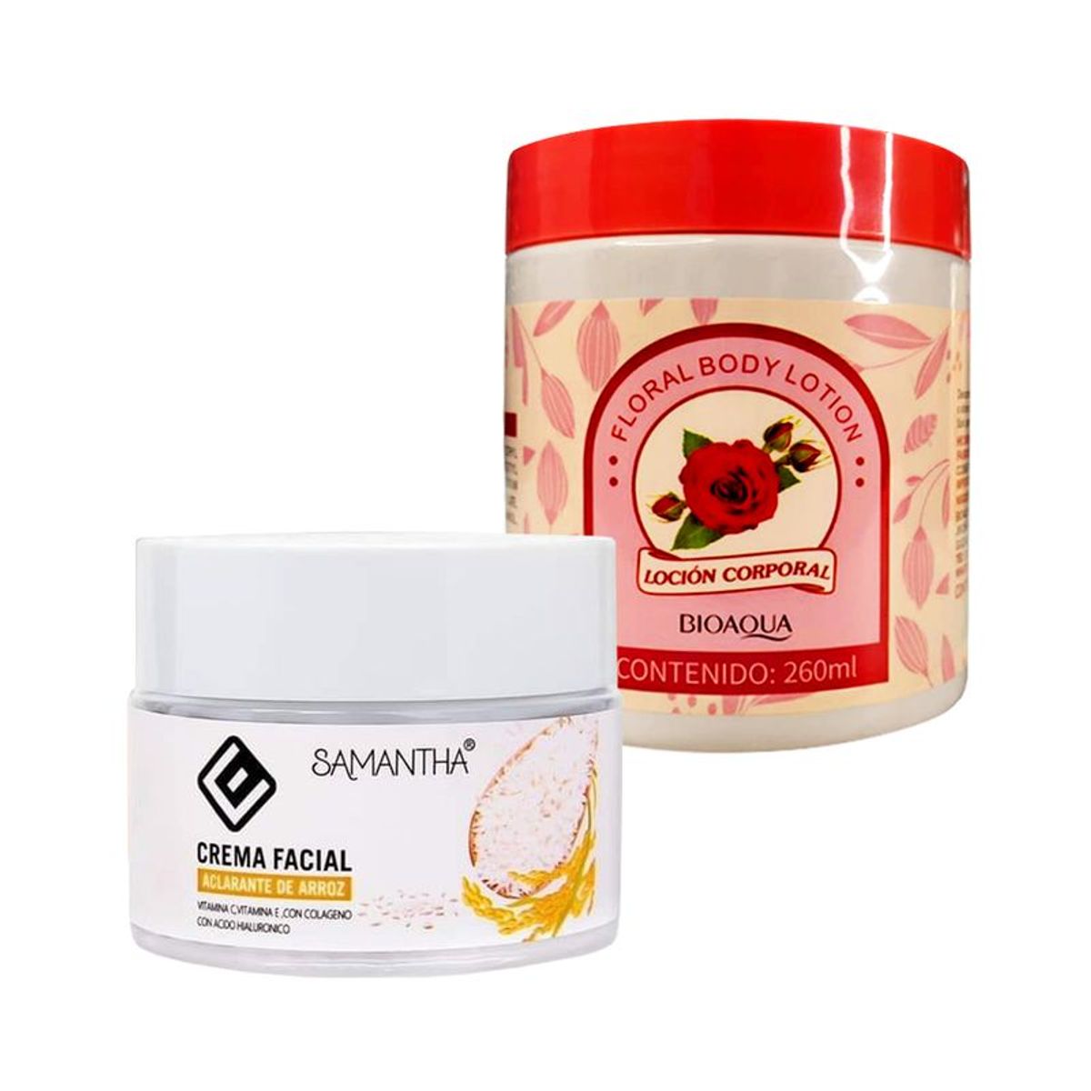 GENERICO - Crema Facial Extracto de Arroz +Locion Corporal Flores Rosas
