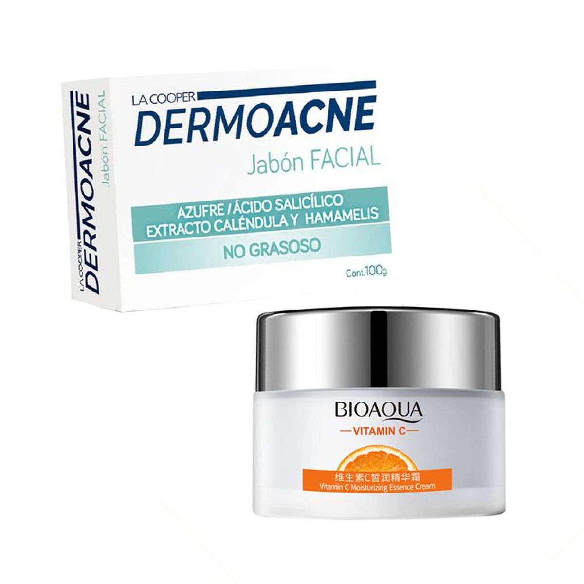 BIOAQUA - Crema Facial Hidratante Vitamina C + Jabón Facial Dermoacne