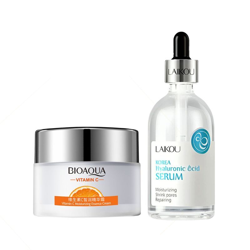 BIOAQUA - Crema Facial Hidratante Vitamina C + Serum Facial AH Korea