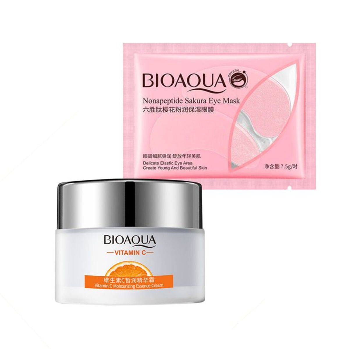 BIOAQUA - Crema Facial Hidratante Vitamina C + Mascarilla de ojos Sakura