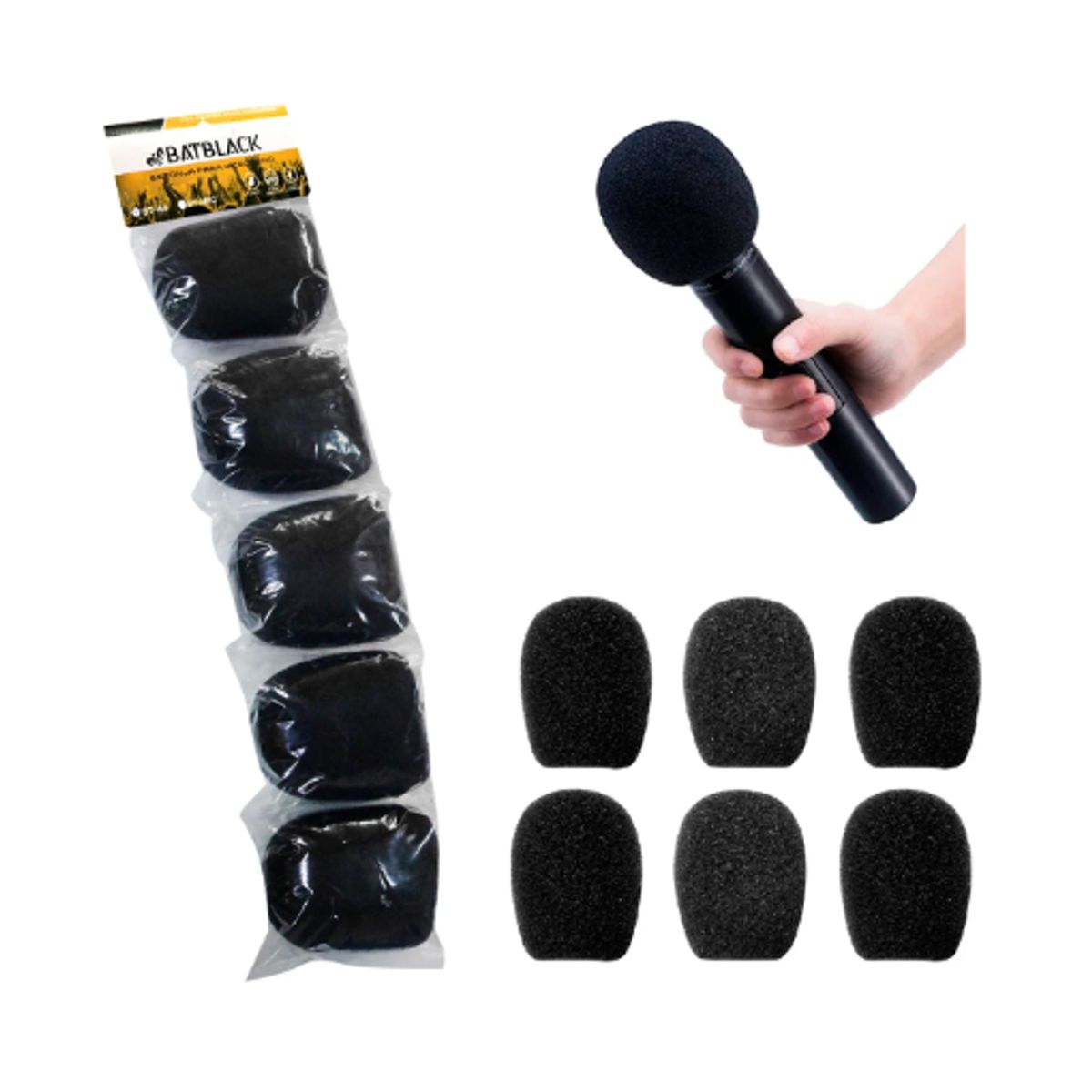 BATBLACK - Esponja para Micrófono de Mano Set 5 und BT-I49 BATBLACK