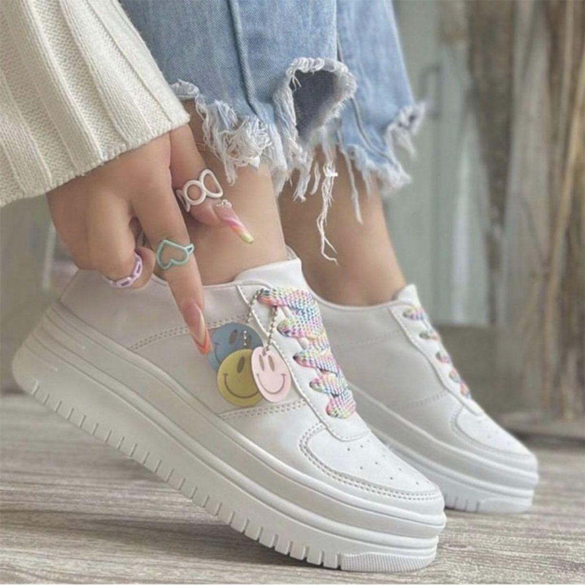 GENERICO - Zapatilla Mujer casual Caritas Lindas Blanco