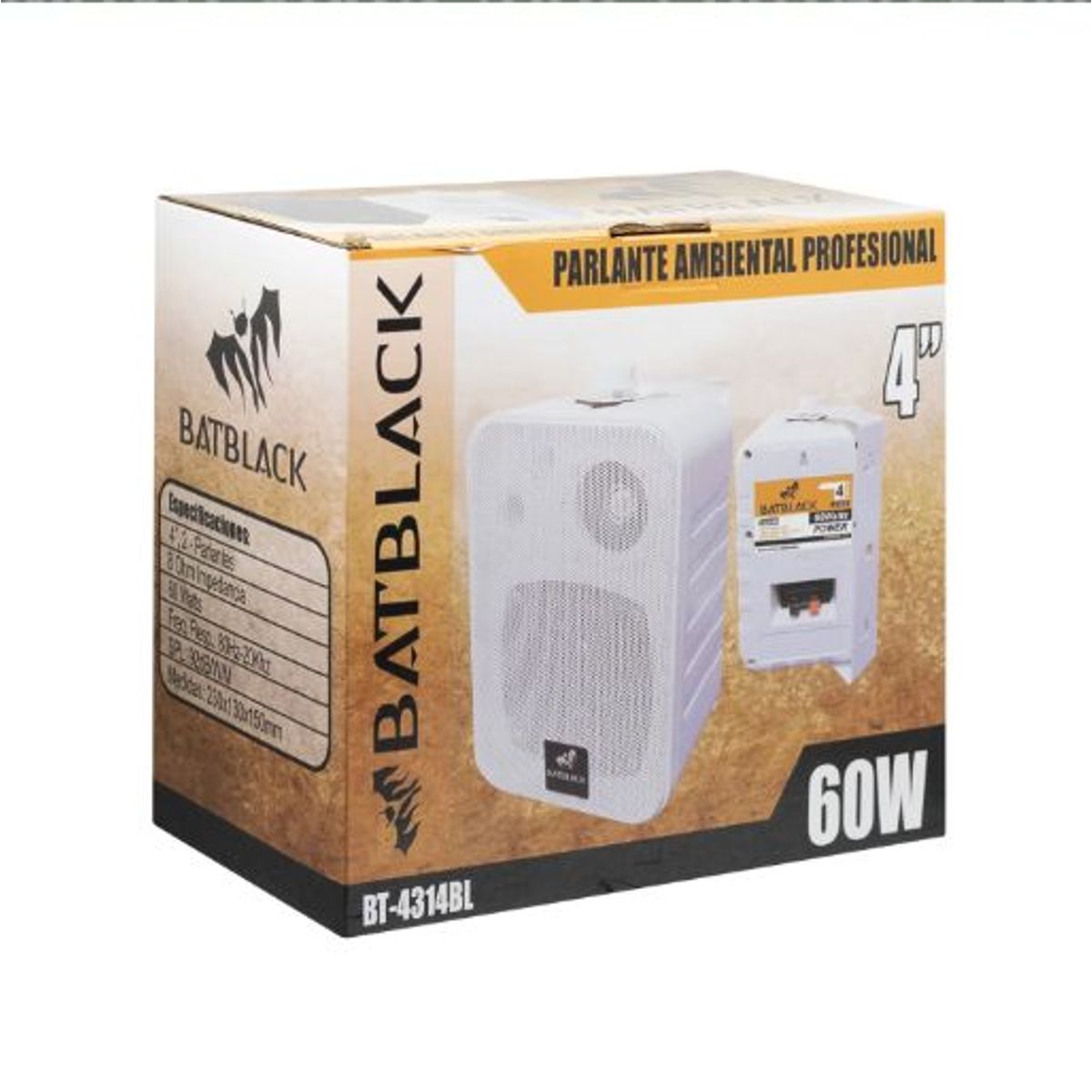 BATBLACK - Parlante Ambiental 4″ 60W BT-4314BL BATBLACK
