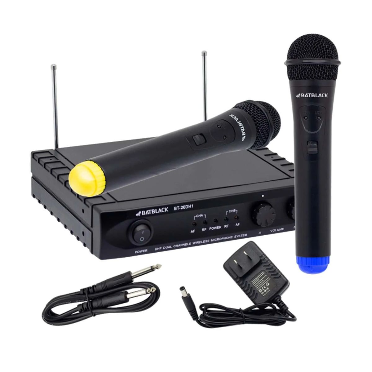 BATBLACK - Micrófono Inalámbrico Dual UHF BT-26DH1 BATBLACK