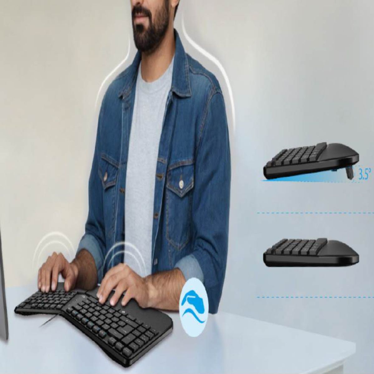 GENIUS - Teclado Genius ergo KB-700 con tecla copilot USB Black