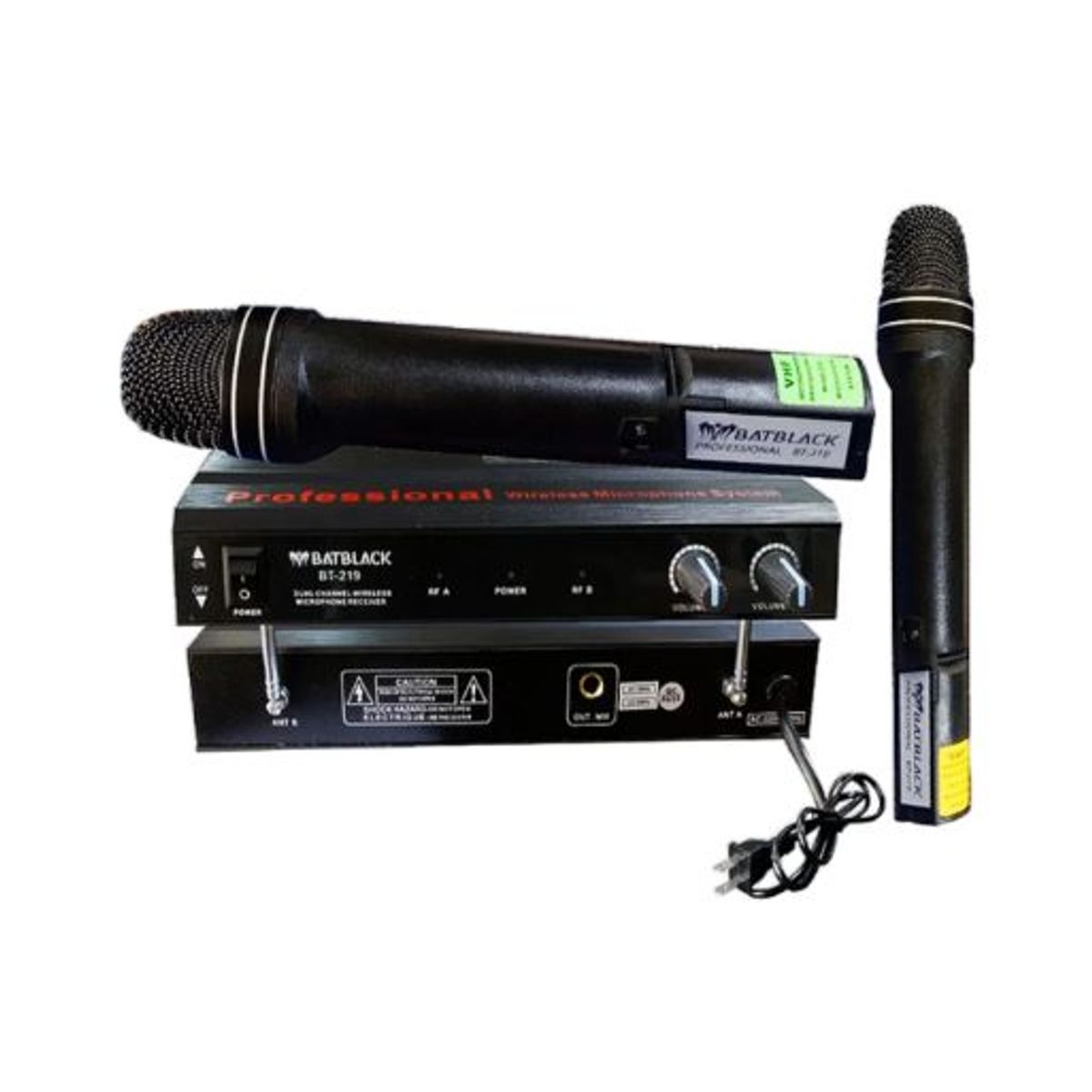 BATBLACK - Micrófono Inalámbrico Doble Manual VHF BT-219 BATBLACK