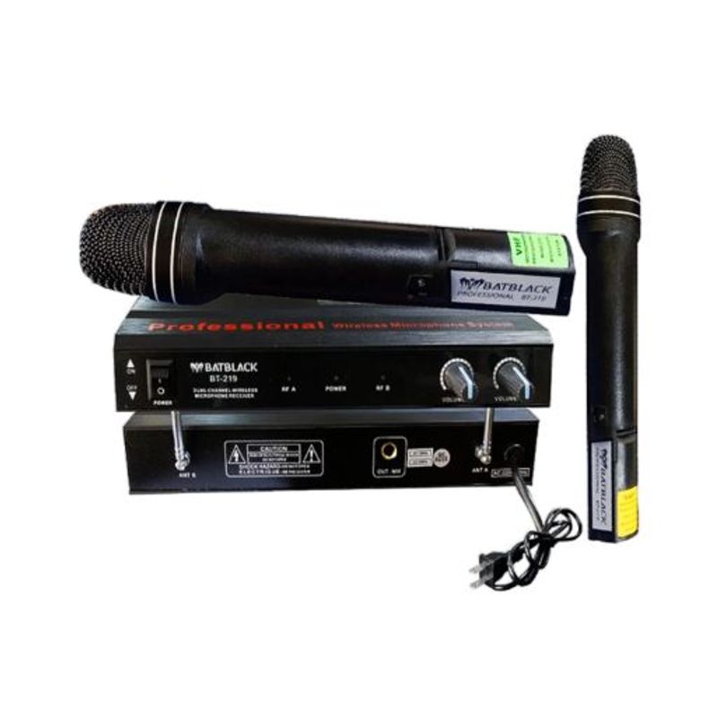 BATBLACK - Micrófono Inalámbrico Doble Manual VHF BT-219 BATBLACK