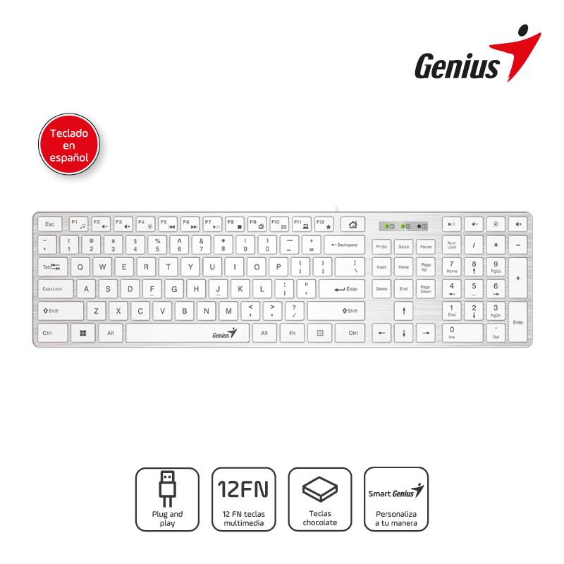 GENIUS - Teclado Genius Smart Slimstar 126 USB multimedia SP White