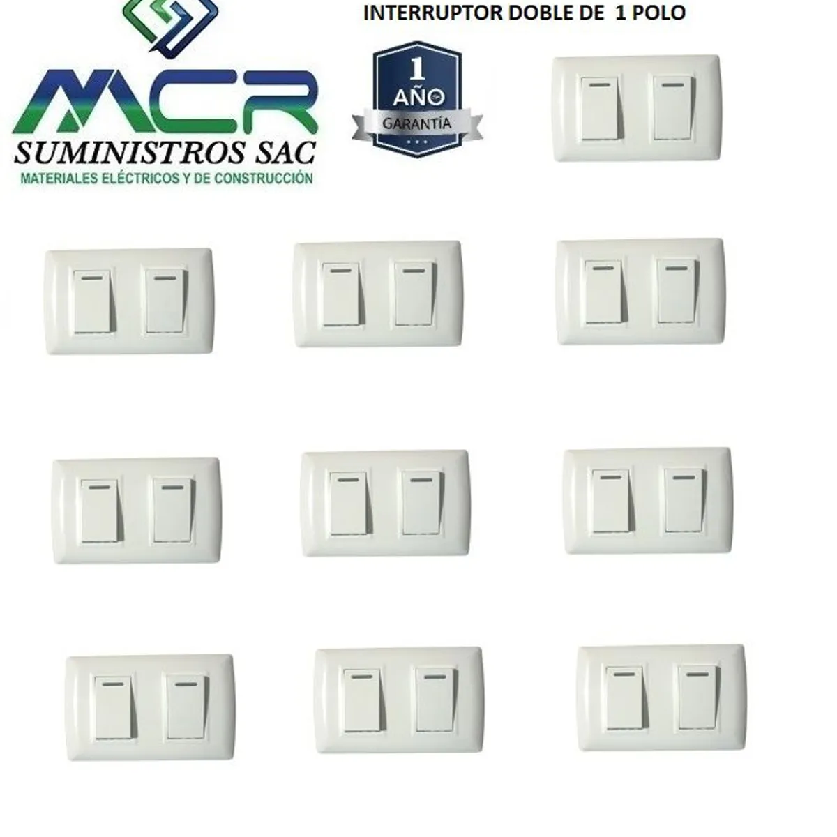 GENERICO - INTERRUPTOR DOBLE BLANCO 1 POLO