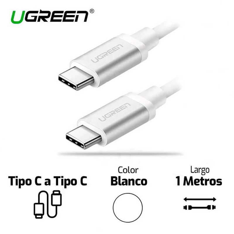 UGREEN - Cable UGREEN 60518 Tipo C A TIPO C 1MTS BLANCO