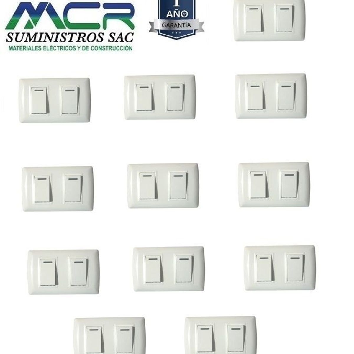 GENERICO - INTERRUPTOR DOBLE BLANCO 1 POLO PACK 12 UND