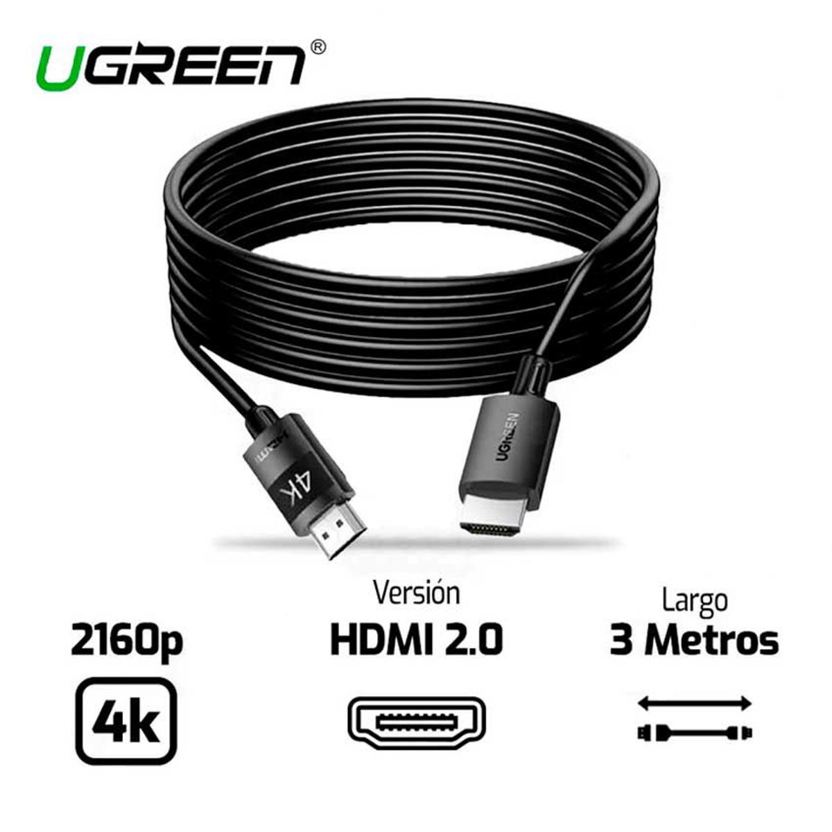 UGREEN - Cable UGREEN HDMI 40102 4K 3.0 MTS