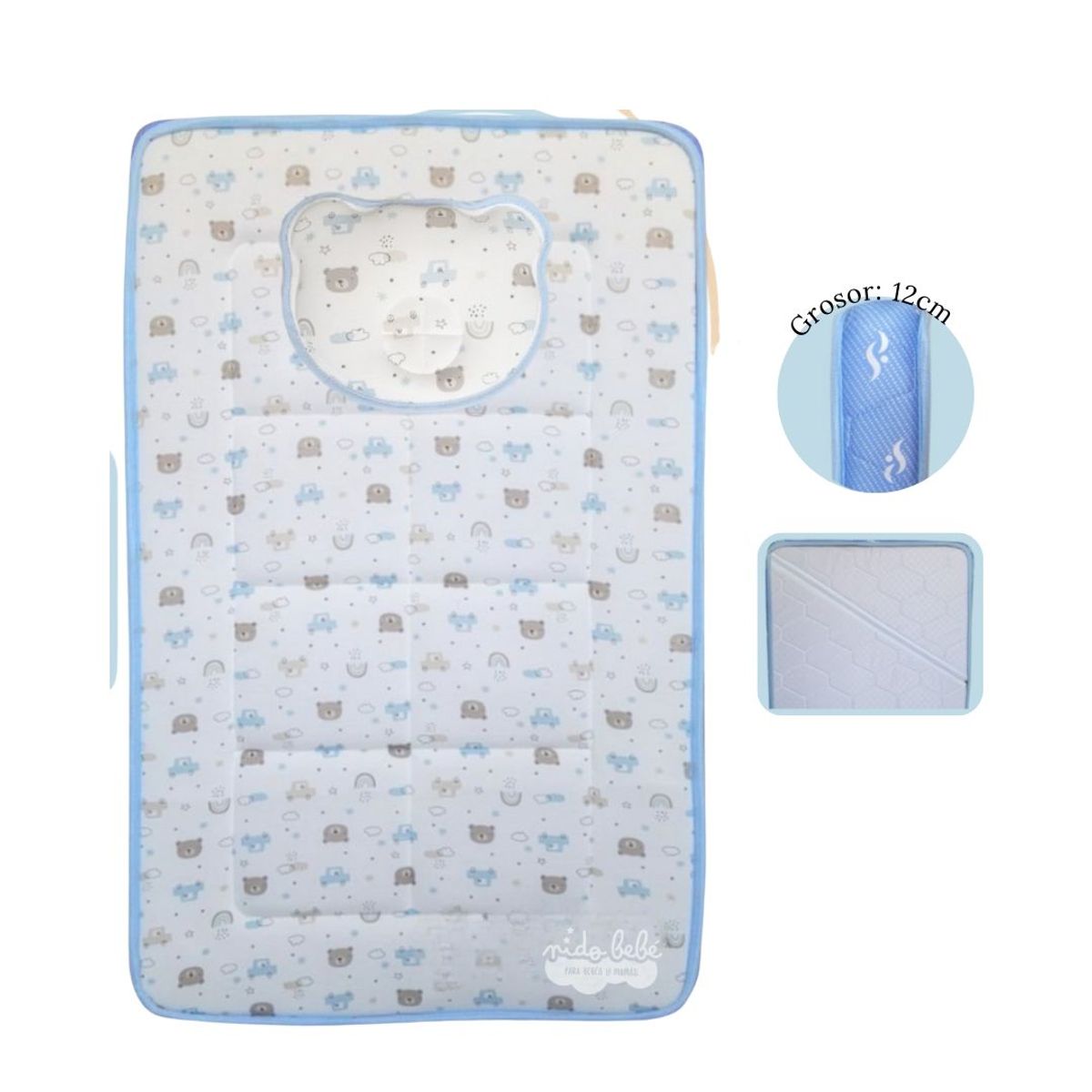 GENERICO - Colchón Cielo para Bebé bordes Celestes