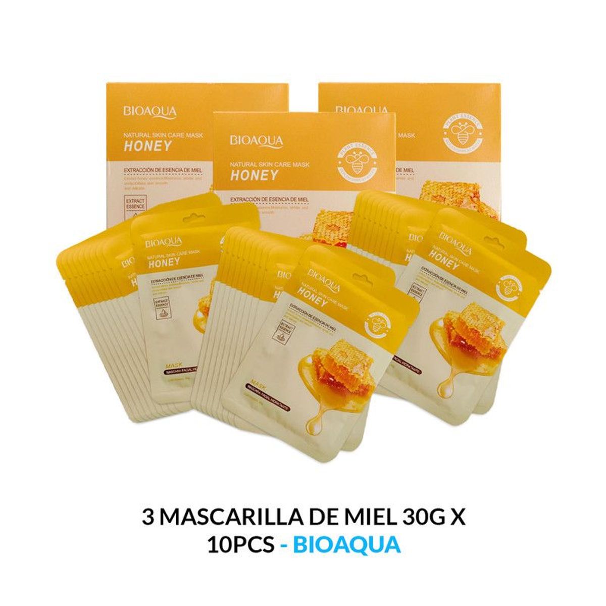 BIOAQUA - Mascarilla Natural De Miel 10Pcs Bioaqua 30Gr 3 Unidades