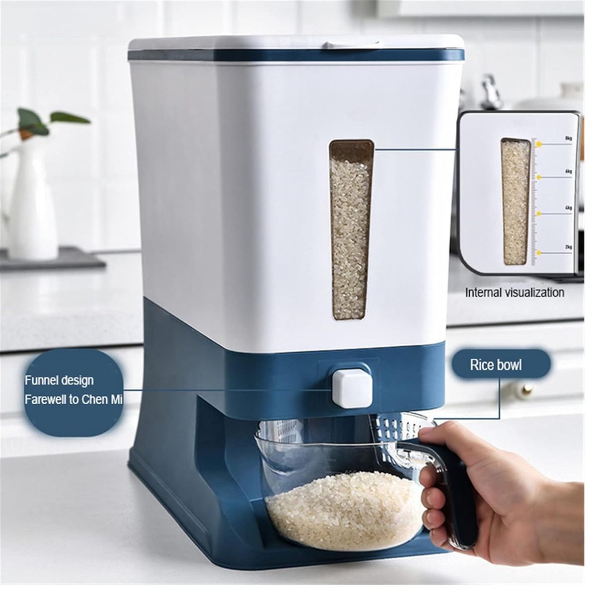 GENERICO - Dispensador de Arroz Automático para Cocina Color Azul