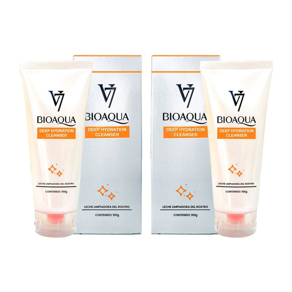 BIOAQUA - Limpiador De Leche V7 Hidratación Profunda Bioaqua 100Gr 2 Unidades