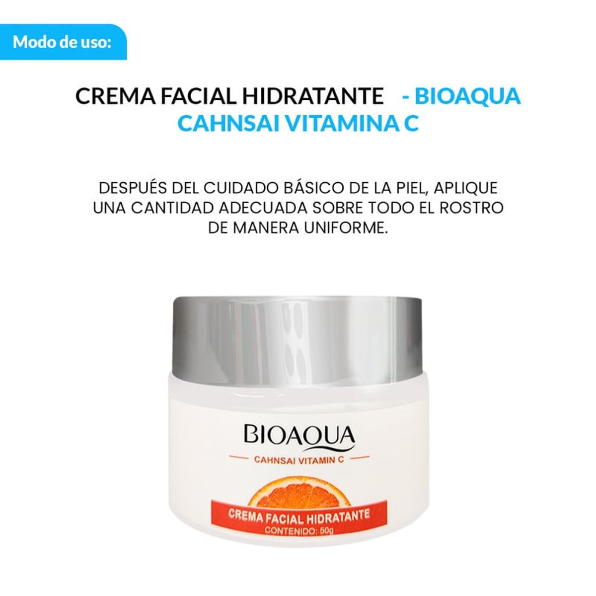 BIOAQUA - Crema Facial Hidratante Cahnsai Vitamina C 150Gr