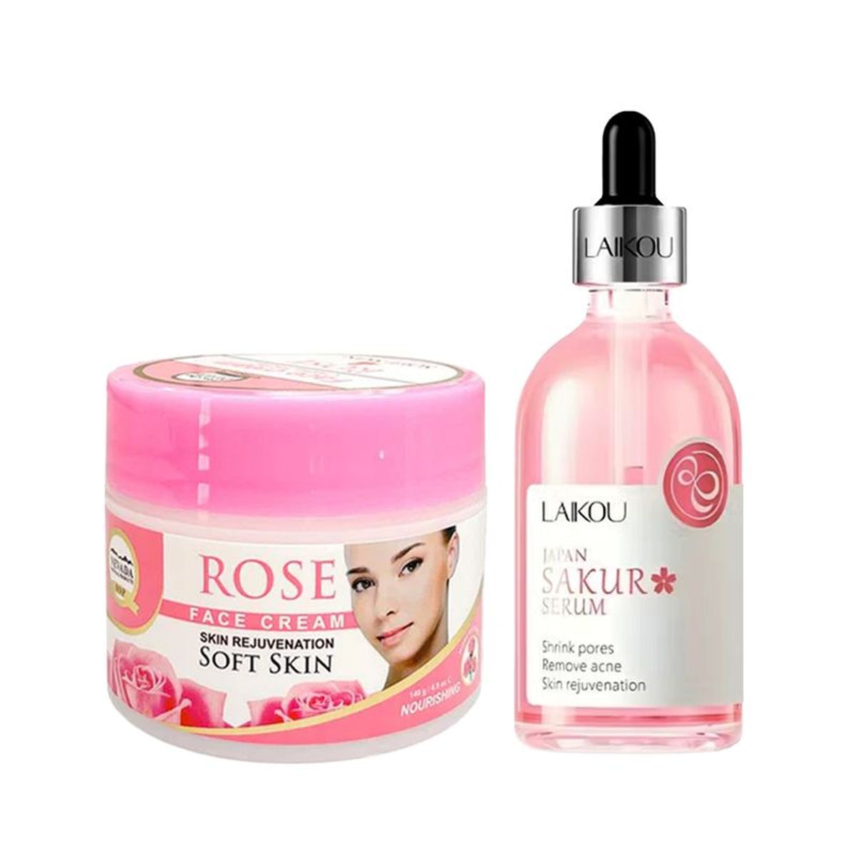 NEVADA NATURAL PRODUCTS - Crema facial extracto de Rosa + Serum Facial Sakura Japan