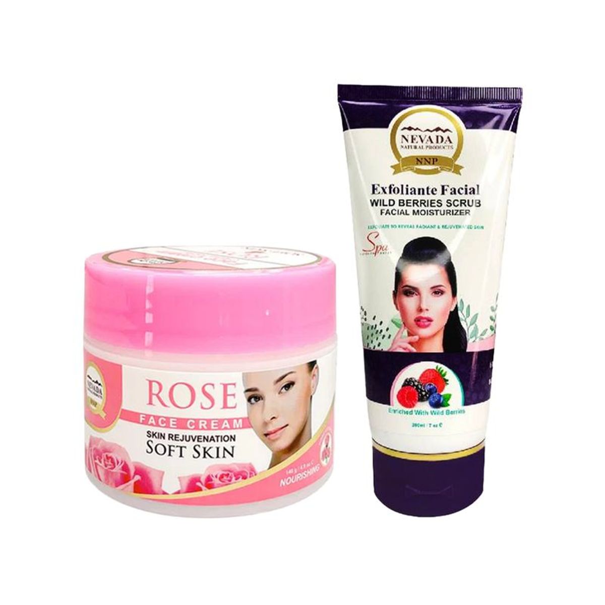 NEVADA NATURAL PRODUCTS - Crema facial extracto de Rosa+Exfoliante de Bayas Silvestres