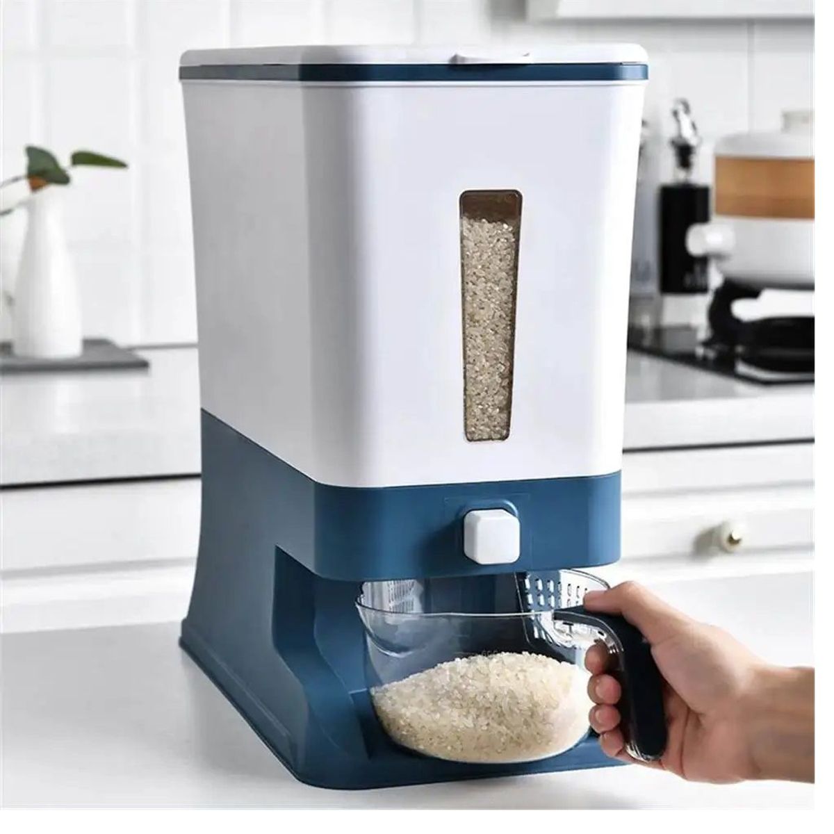 OEM - Dispensador de arroz automático para cocina color Azul