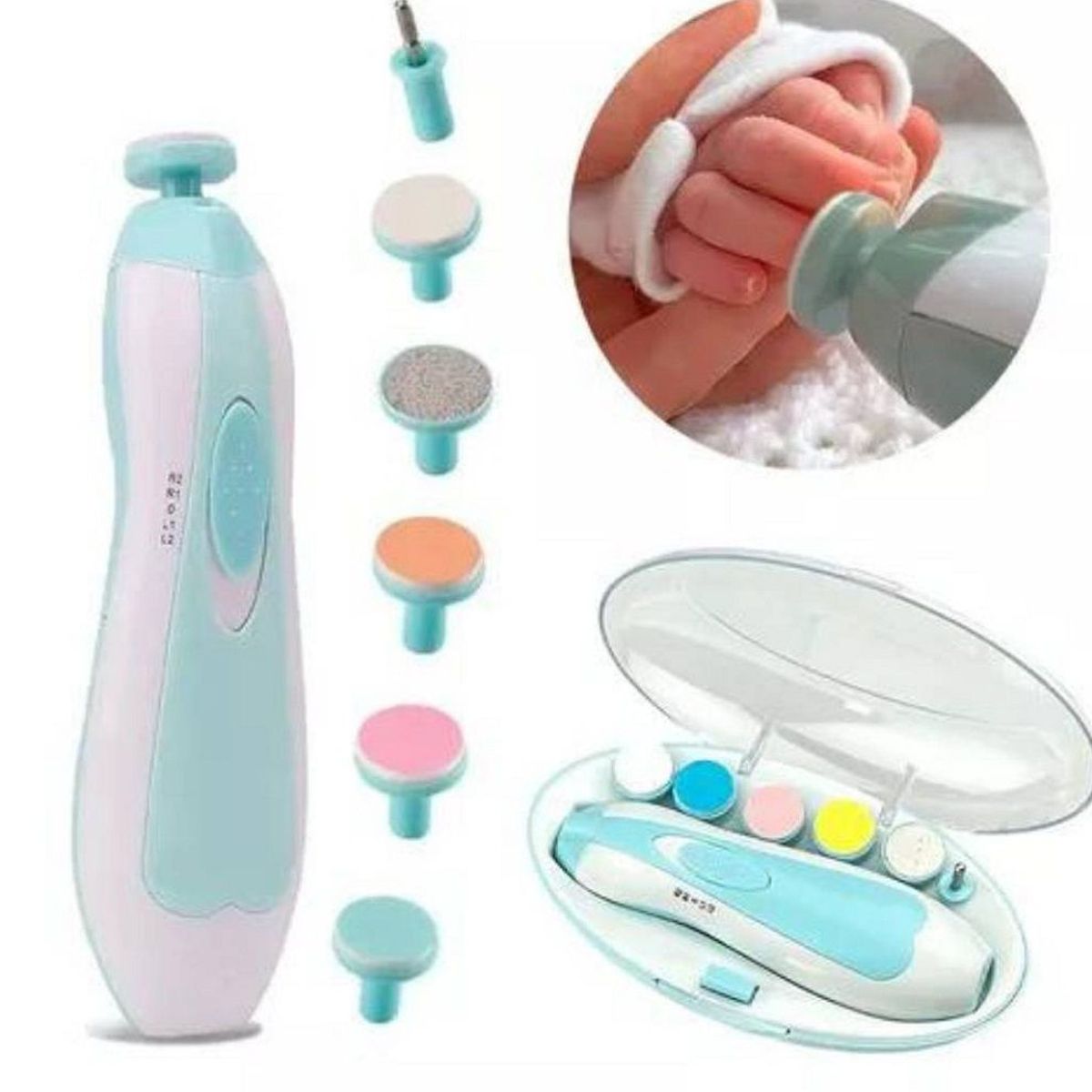 GENERICO - Corta Úñas Pulidor Manos Pies 6 Limas Electrico  Verde