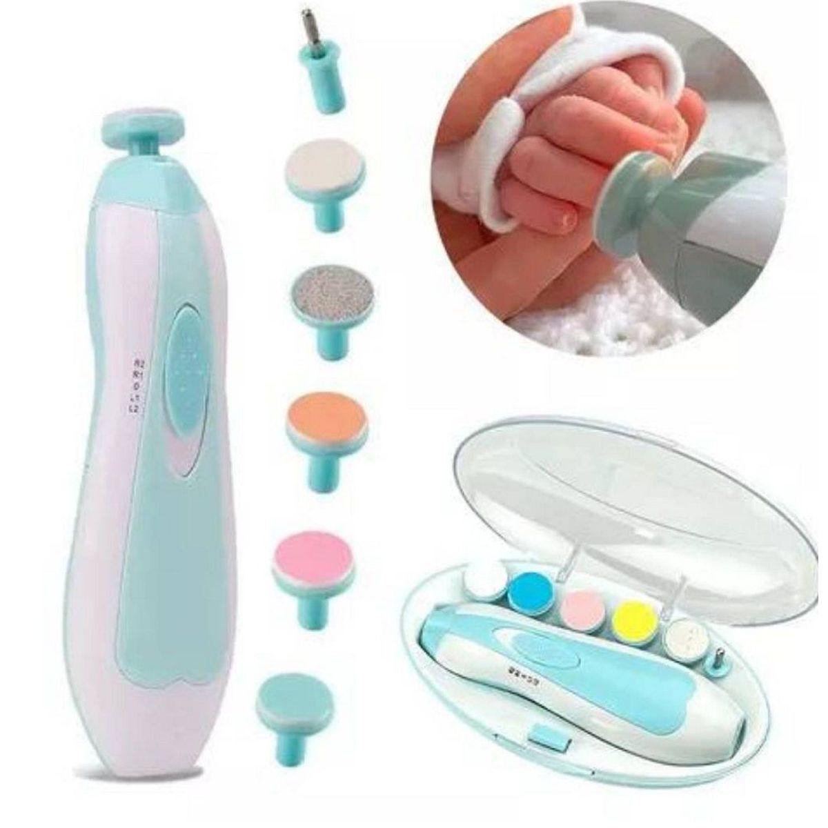 GENERICO - Corta Úñas Pulidor Manos Pies 6 Limas Electrico  Verde