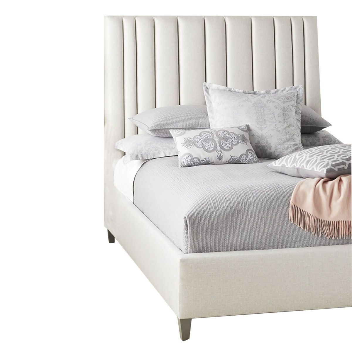 GENERICO - Cama Tapizada Listón Abba Perla 1.5 Plz