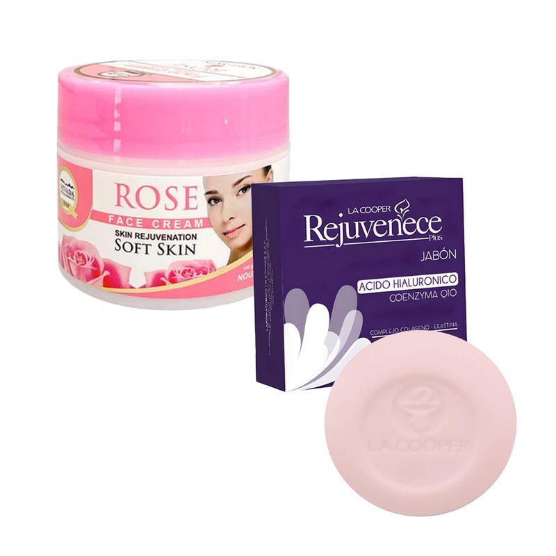 NEVADA NATURAL PRODUCTS - Crema facial extracto de Rosa + Jabón con AH & Coenzima Q10