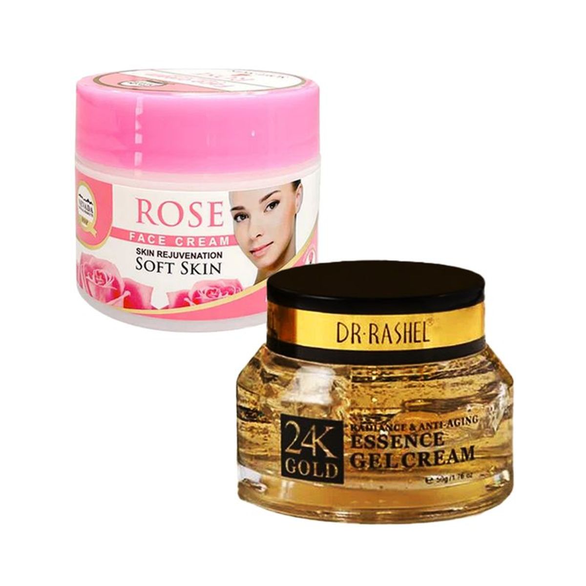 NEVADA NATURAL PRODUCTS - Crema facial extracto de Rosa + Crema Gel Antiedad 24k Gold
