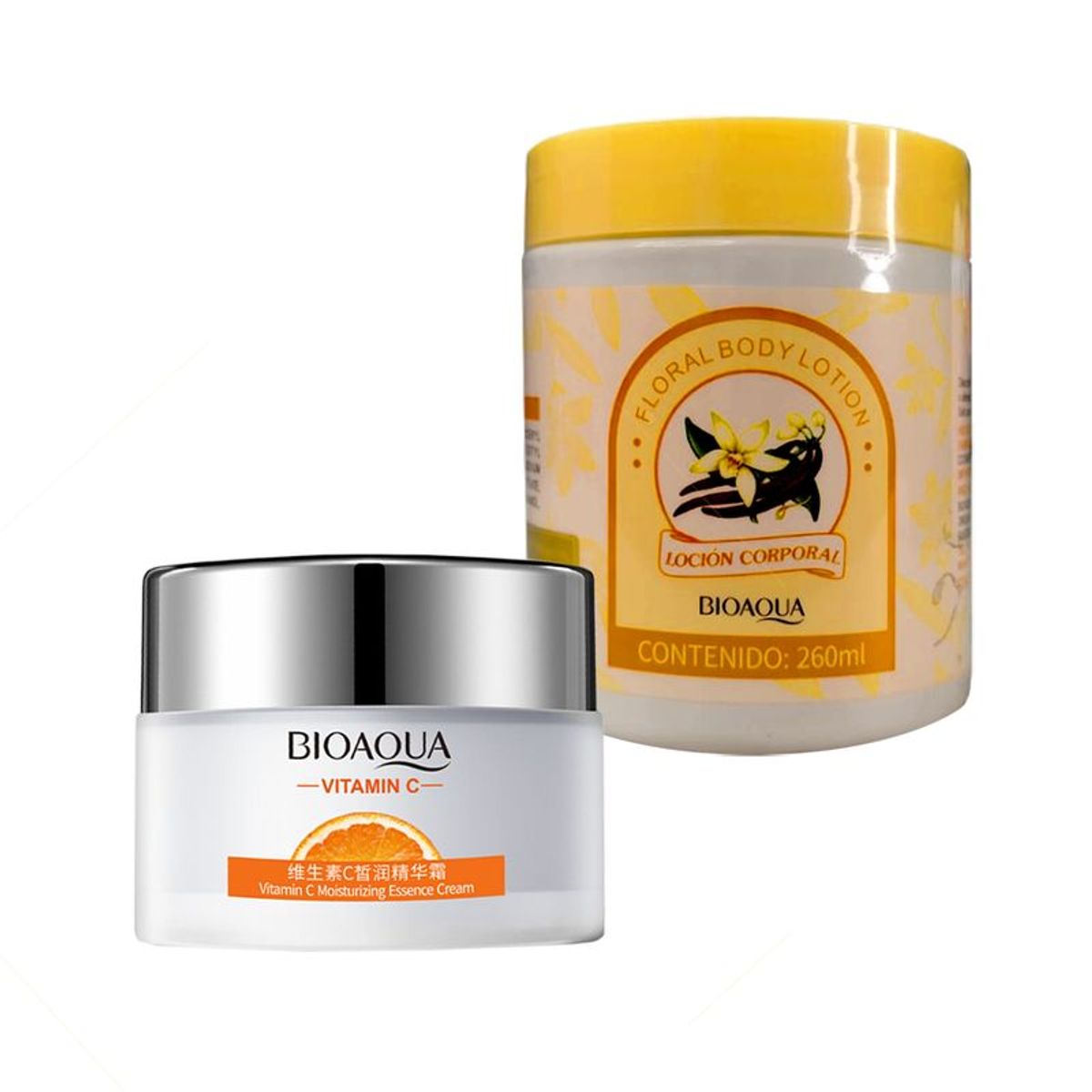BIOAQUA - Crema Facial Hidratante Vitamina C + Locion Corporal Vainilla