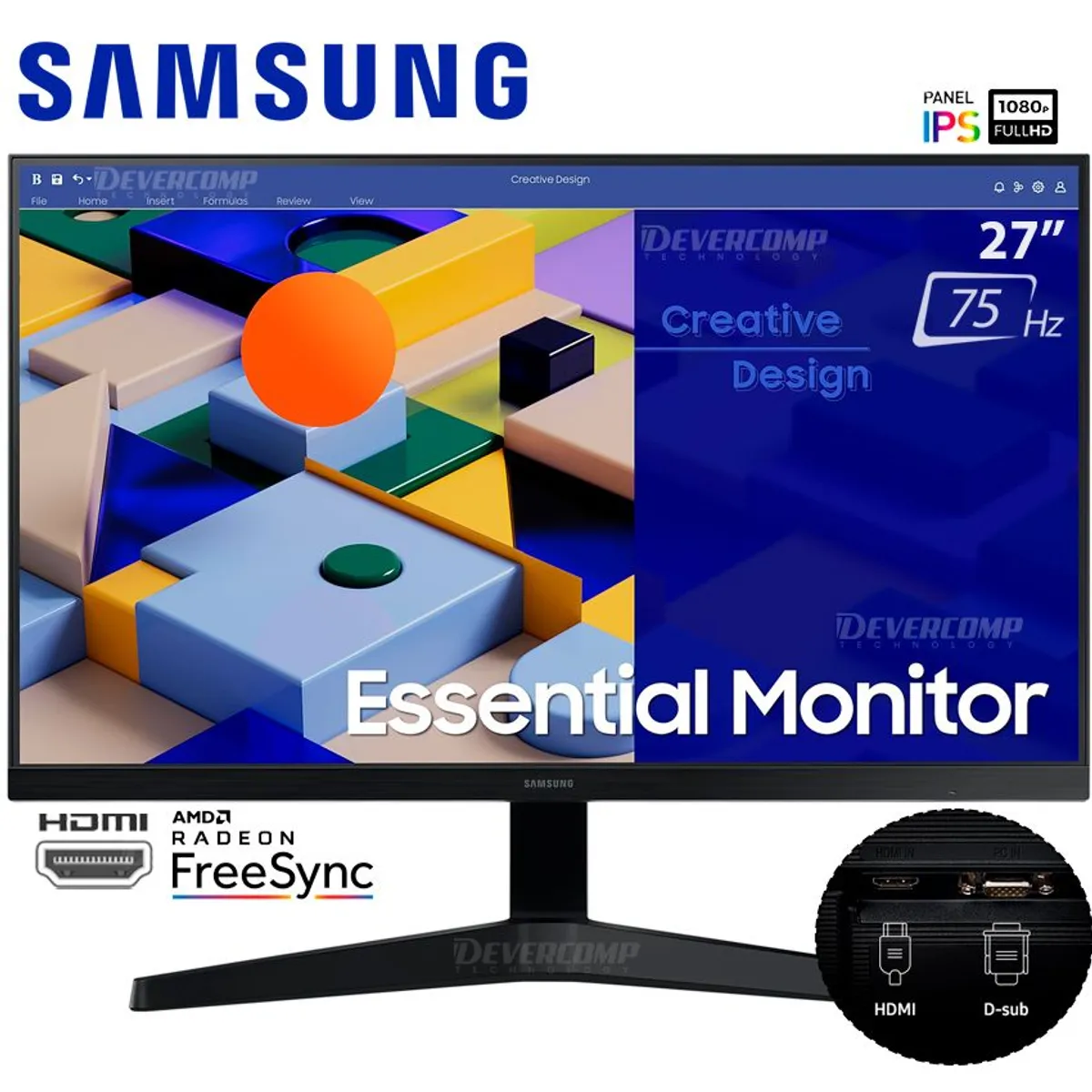 SAMSUNG - Monitor Samsung 27 LS27C310EALXPE IPS Full HD 75Hz HDMI VGA