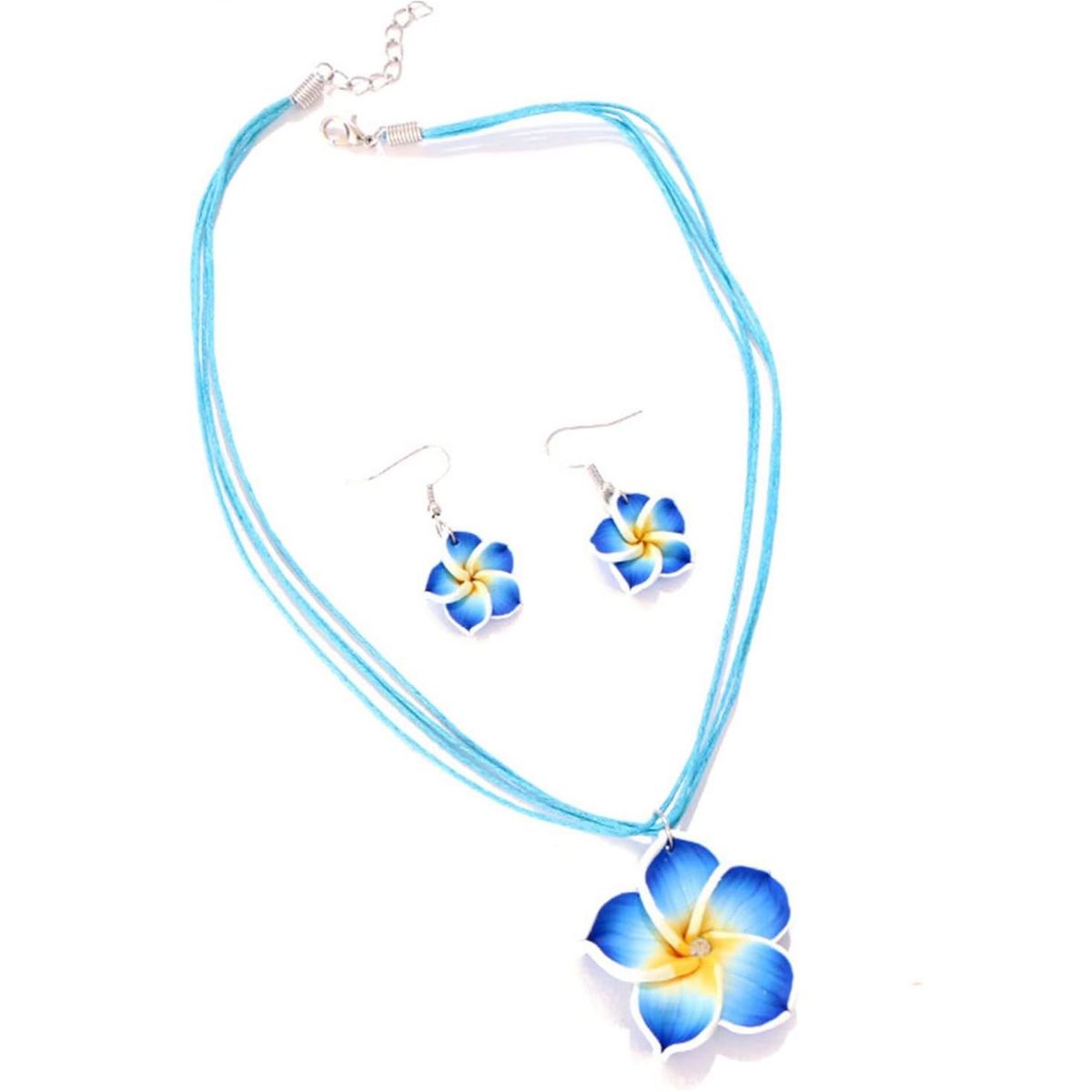 GENERICO - Set collar y aretes flores azules
