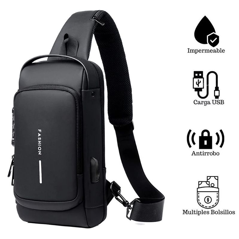 GENERICO - Morral Anti-robo con clave bolso de hombro multi bolsillo