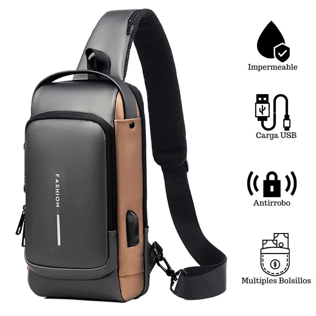 GENERICO - Morral Antirobo con clave bolso de hombro multi bolsillo