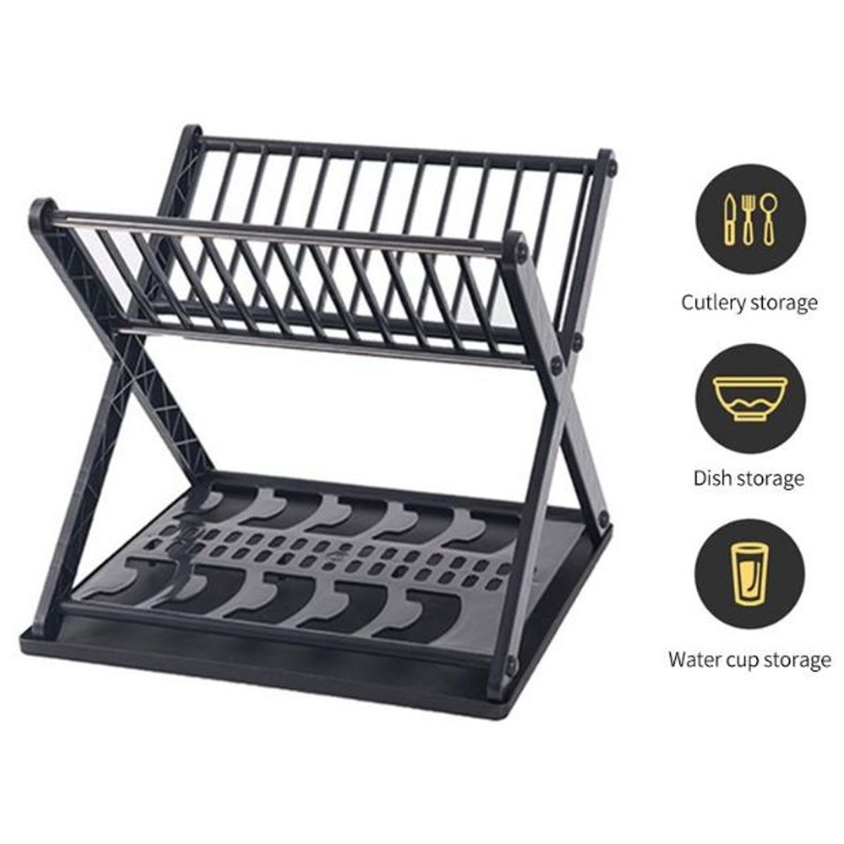 ABS - Escurridor De Platos Con Diseño En X Color NEGRO