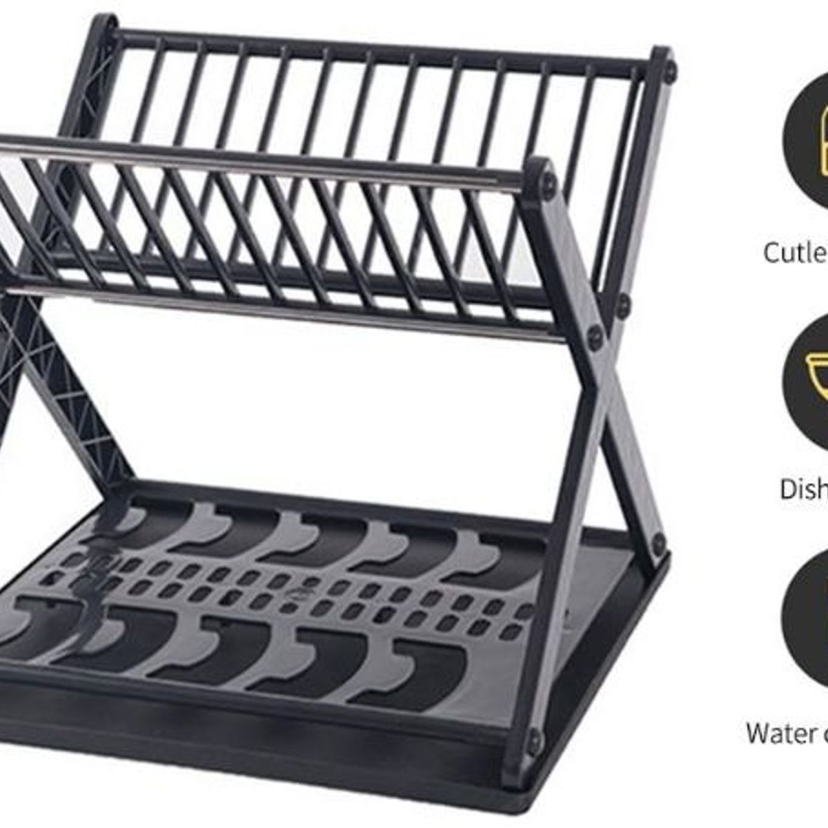 ABS - Escurridor De Platos Con Diseño En X Color NEGRO