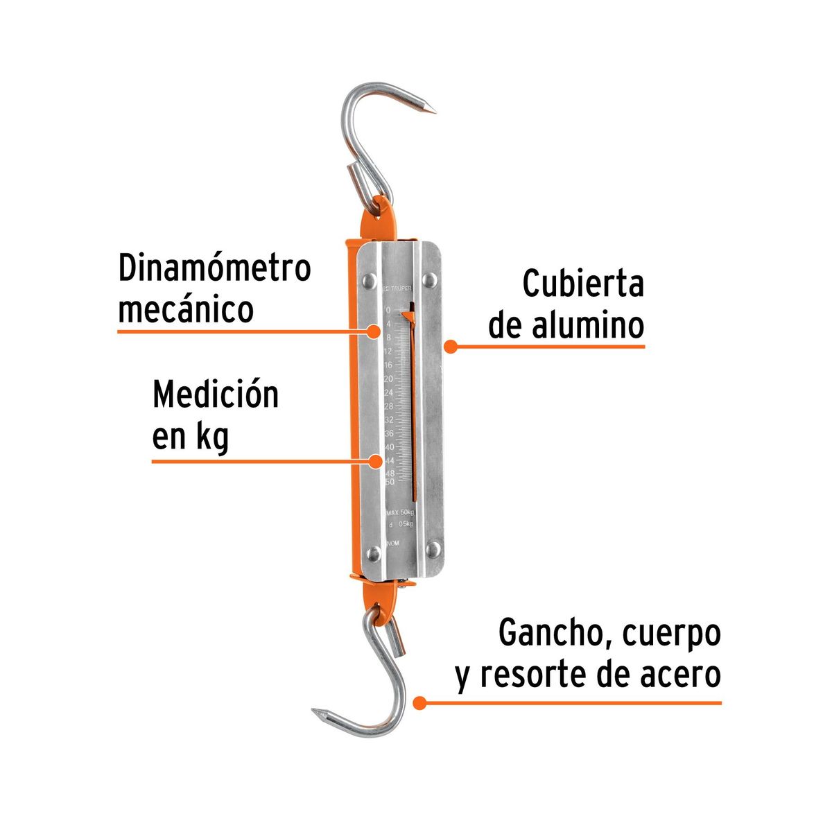 TRUPER - Balanza 50 Kg Romana de Resorte 13519 Truper